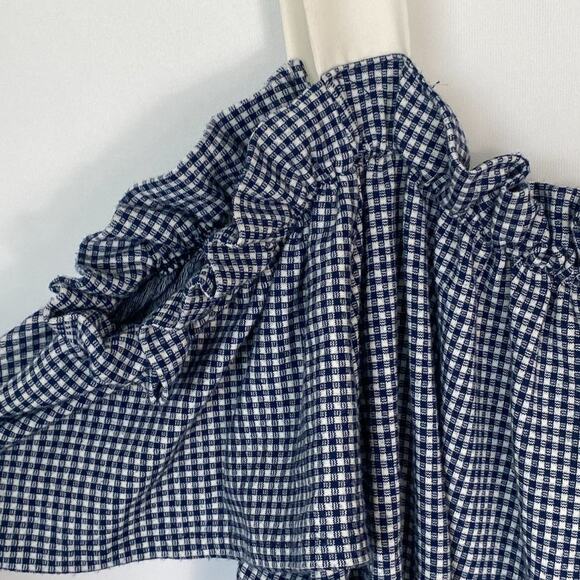 Mango Blue White Gingham Flowy Cami Top Tank Blouse - Picture 4 of 11